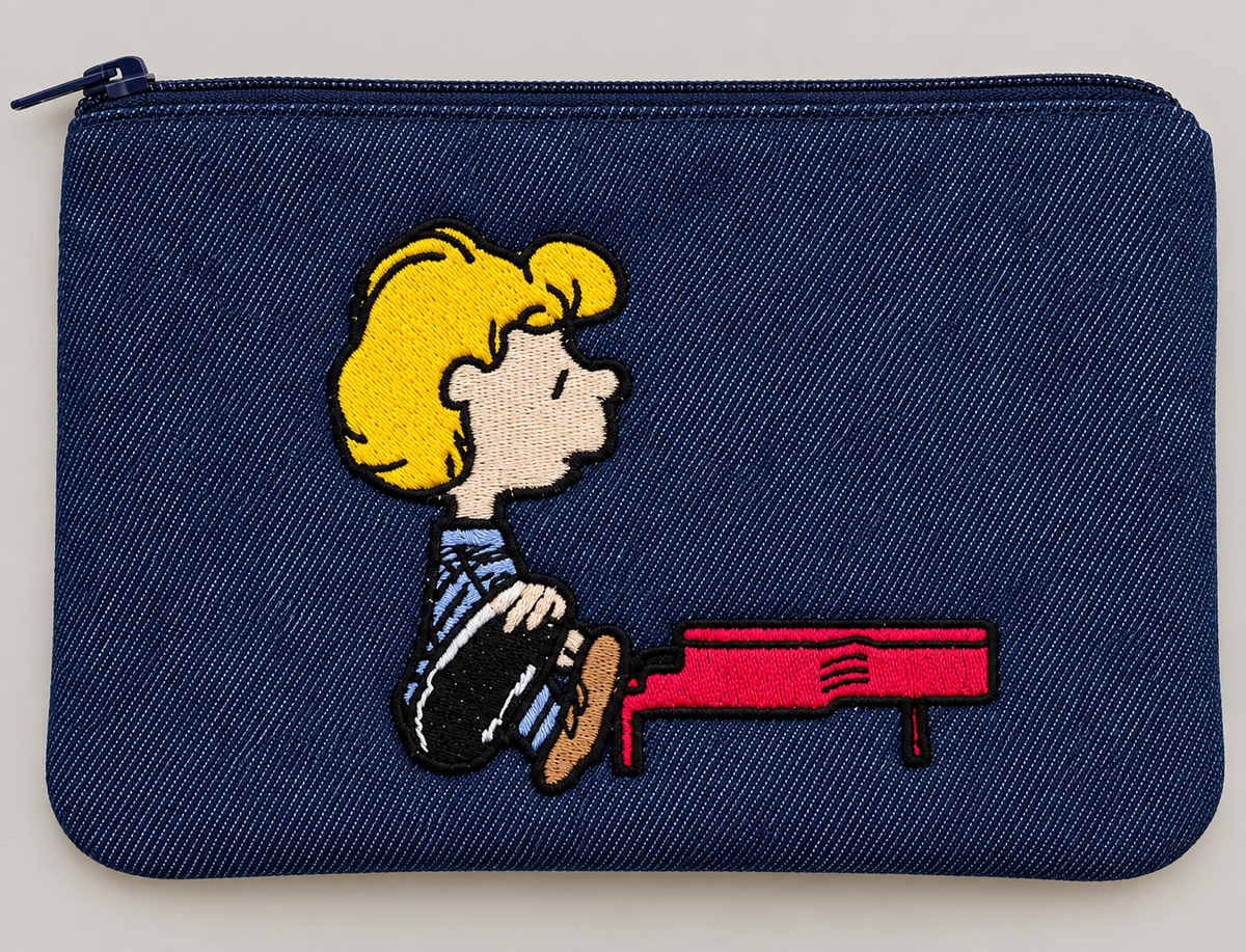 Peanuts Schroder Denim Embroidered Bag Buddy