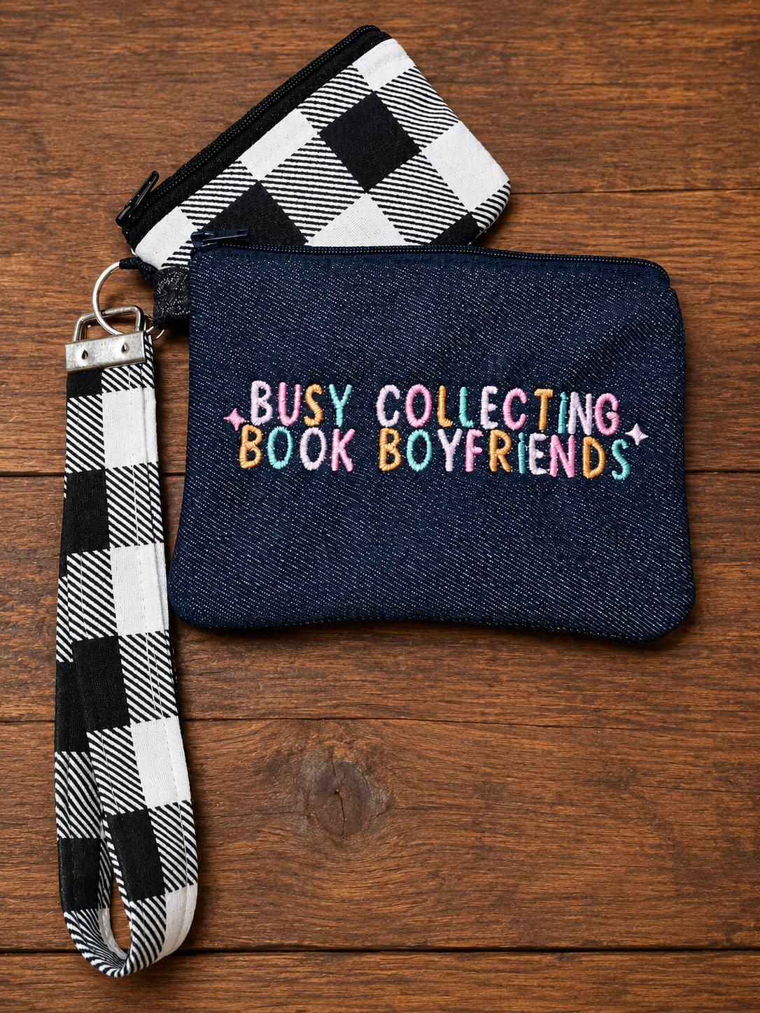 Book Boyfriend Mystery Pouch | Romantasy Inspired Embroidered Denim Bag