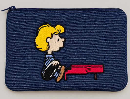 Peanuts Schroder Denim Embroidered Bag Buddy