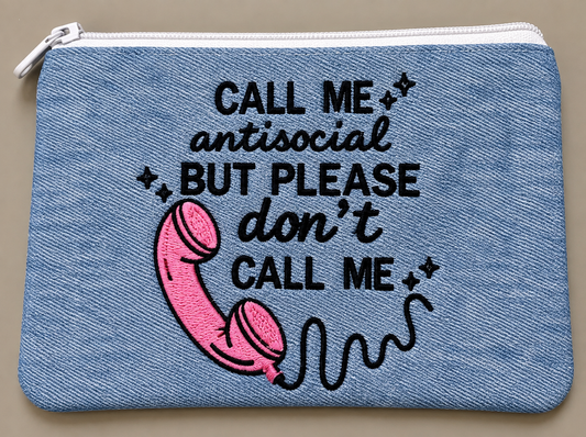 Call Me Antisocial Embroidered Bag Buddy