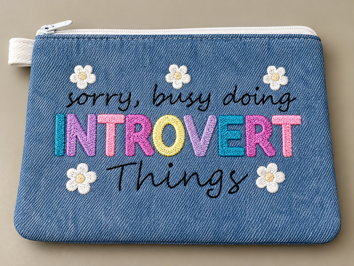 Sorry Busy Doing Introvert Things Embroidered Bag Buddy