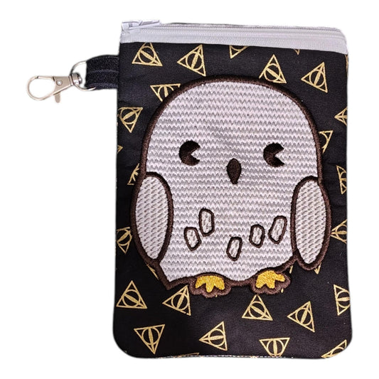 Snowy Owl Bag Charm Zipper Pouch