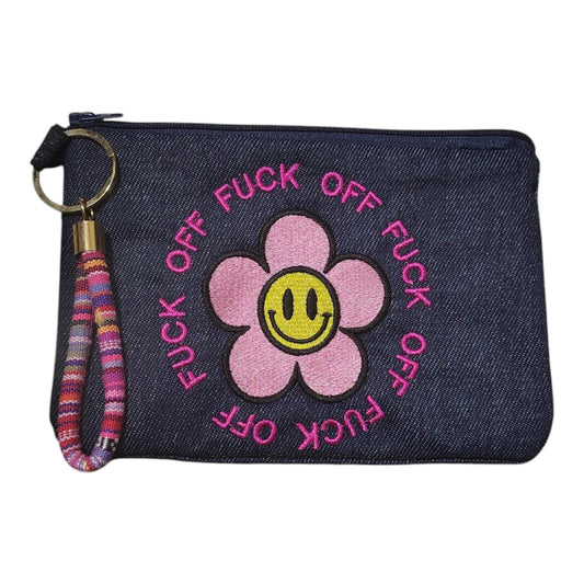Floral Smiley Bag Buddy  Mini Wristlet & Coin Purse