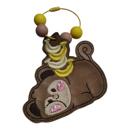 Embroidered Monkey Keychain - Handmade Bag Charm