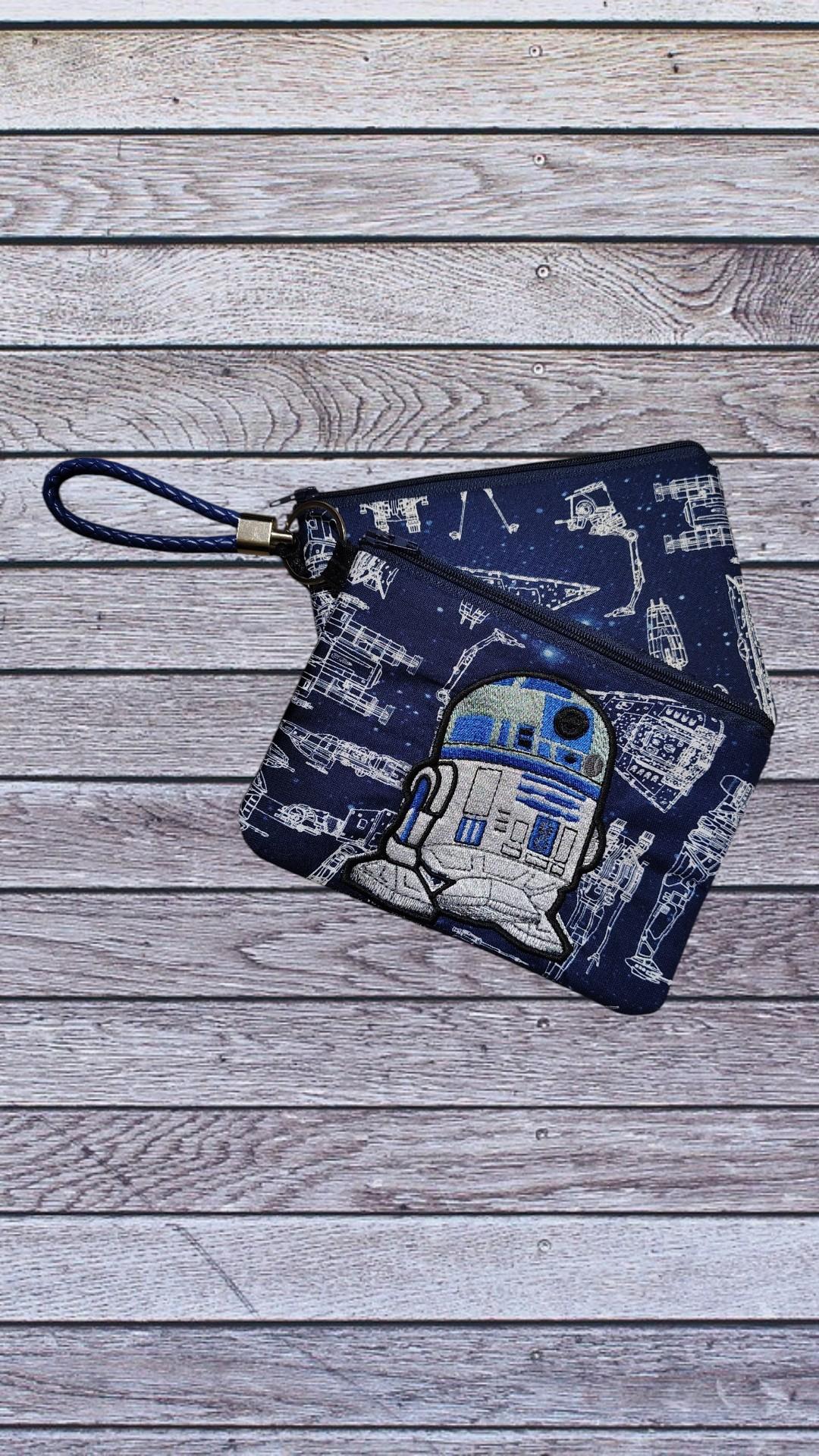 R2D2 Droid Zipper Pouch | Denim Wristlet Bag, 5x7 Accessory