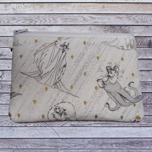 Villain Print Zipper Pouch | Neutral Fandom Cosmetic Bag | 5x7 Wristlet Organizer