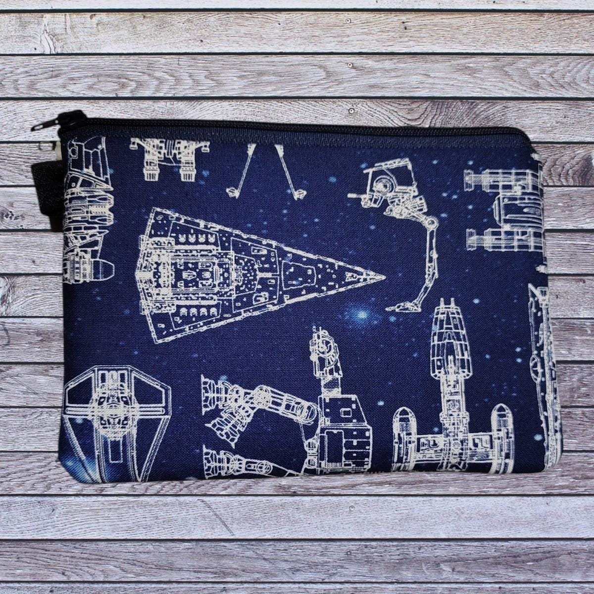 R2D2 Droid Zipper Pouch | Denim Wristlet Bag, 5x7 Accessory