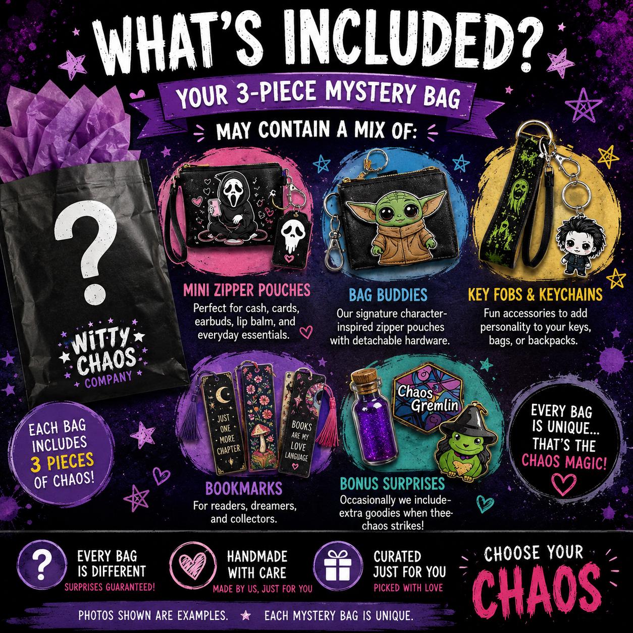 Horror Mystery Bag | Handmade Spooky Fandom Accessories, Pouches, Keychains (Surprise)