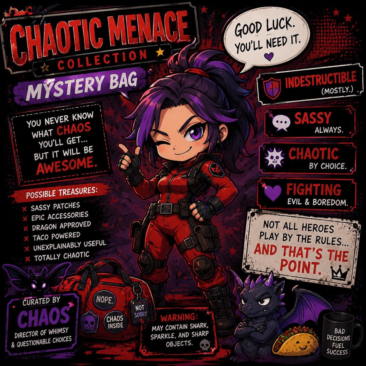 Chaotic Menace Collection | Mystery Bag for Professional Troublemakers | Sassy, Unpredictable & Heroically Unsupervised