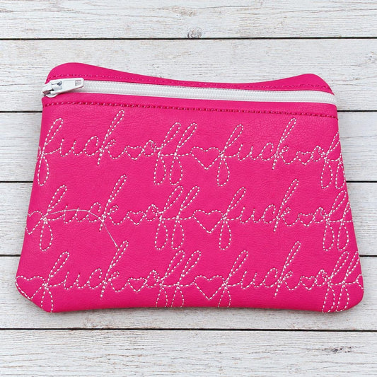 Pink Quilted Zipper Pouch | Faux Leather Sassy Makeup Bag
