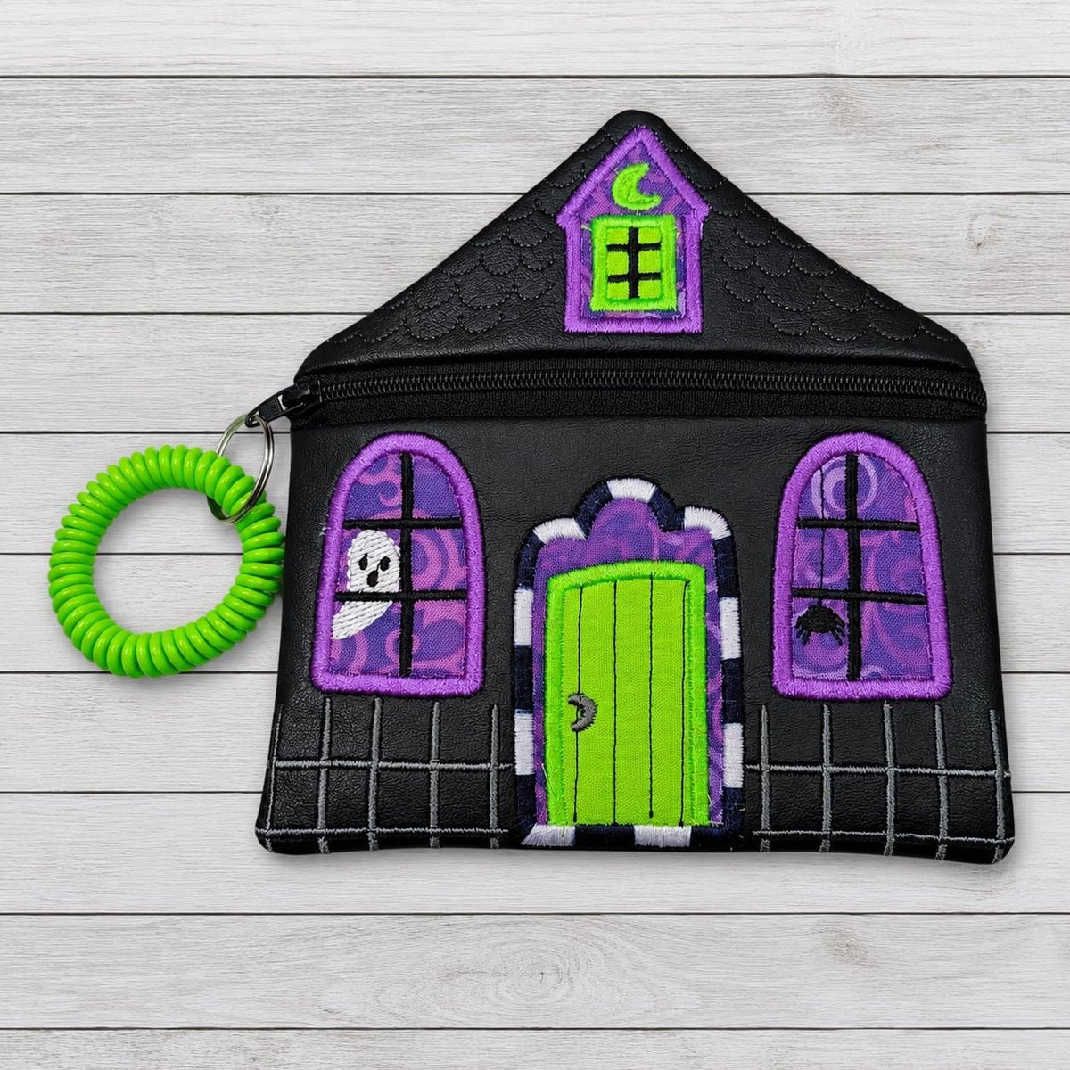 Haunted House Wristlet | Embroidered Ghost Spider Bag | Gothic Cottagecore Accessory