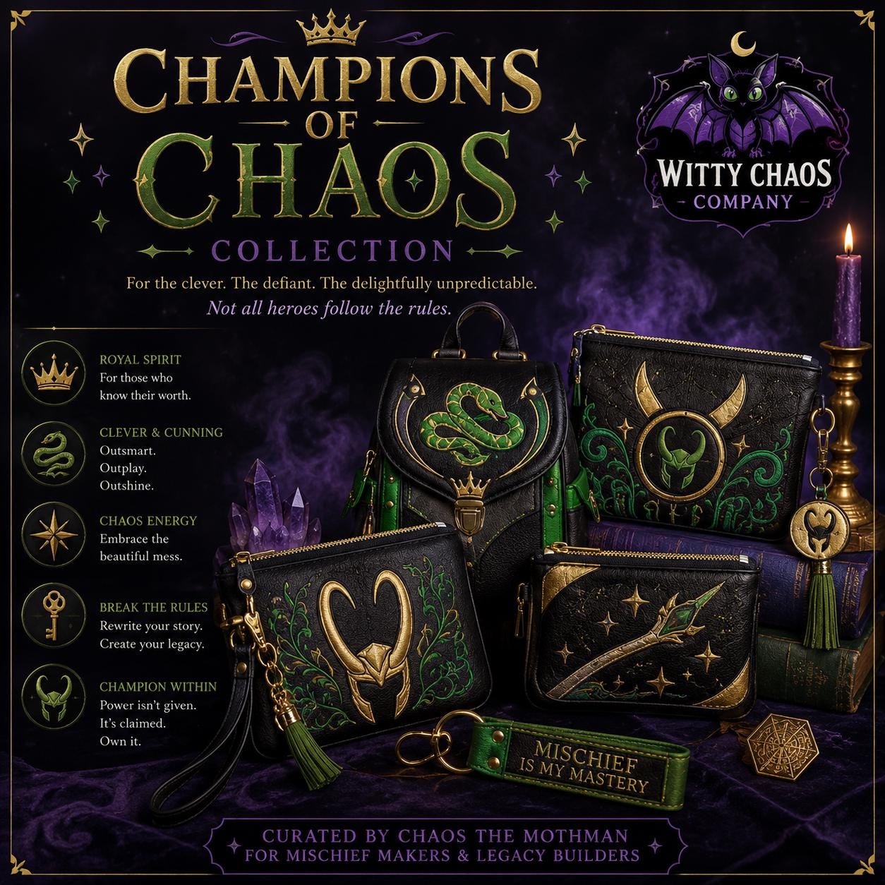 Champions of Chaos Collection | Mystery Wristlet or Crossbody Bag (Fantasy Inspired)