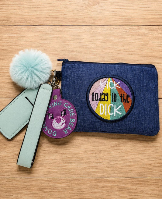 Embroidered Zipper Pouch & Keychain Set | Sarcastic Burnout Survival Kit