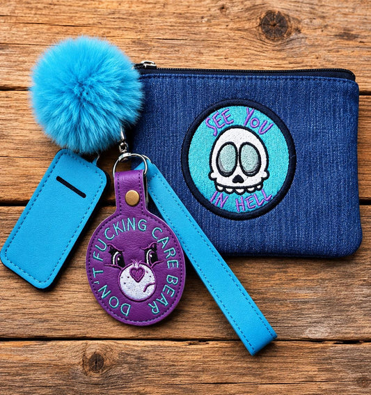 See You In Hell  Zipper Pouch Set | Sarcastic Adult Humor Keychain Wristlet