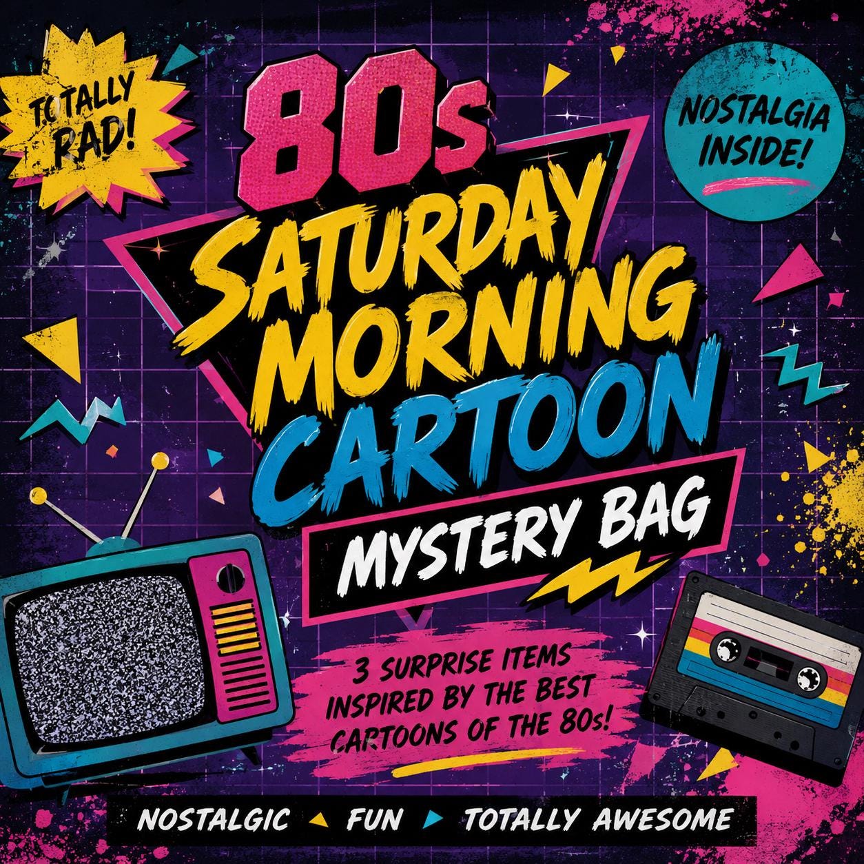 80s Saturday Morning Cartoon Mystery Bag | Retro Inspired Handmade Accessories