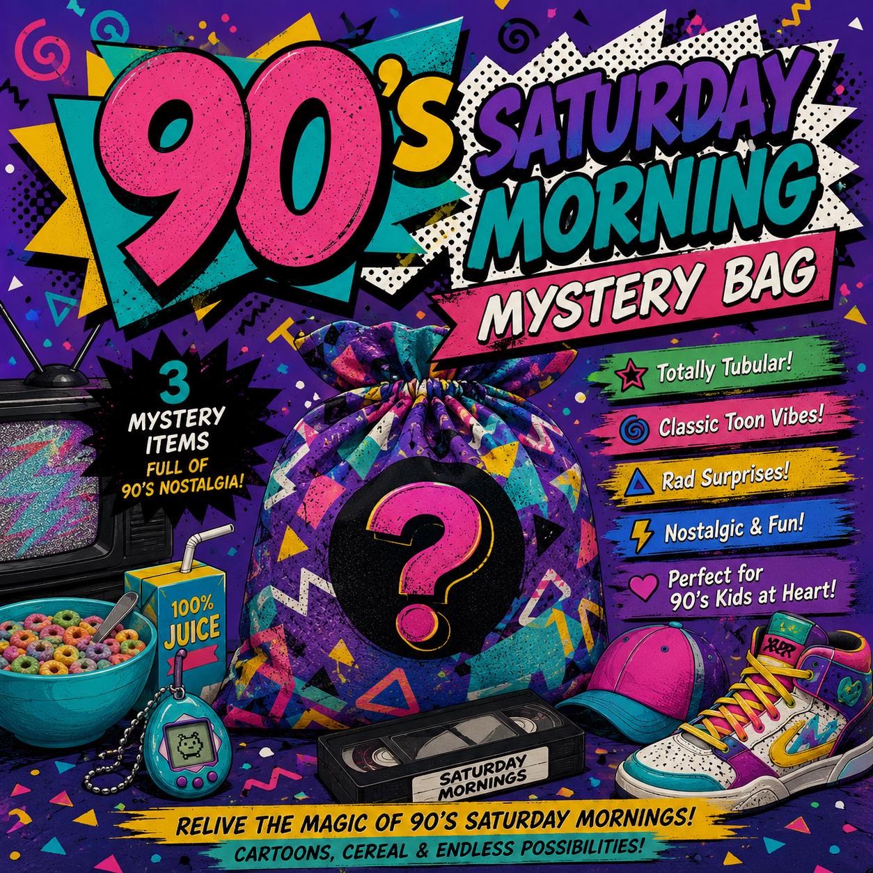90's Saturday Morning Mystery Bag | Retro Cartoon Inspired 3-Piece Set