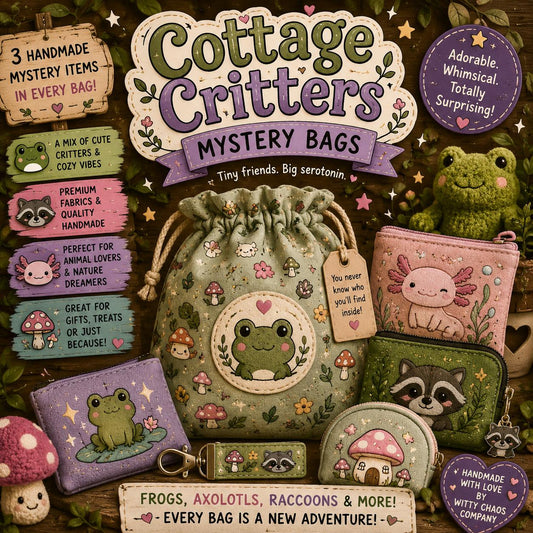 Cottage Critters Mystery Bag | Cute Animal Mystery Bundle | Handmade Frog, Axolotl & Woodland Inspired Accessories | Nature Lover Gift