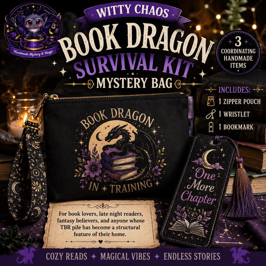 Book Dragon Survival Kit | 3 Handmade Cozy Reading Items (Mystery Bag)