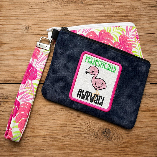 Majestically Awkward Denim Zipper Pouch
