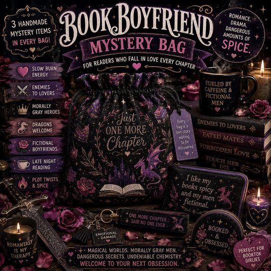 Book Boyfriend Mystery Bag | Romantasy Inspired Mystery Bundle | Handmade Reader Gift | Cozy Book Lover | Fictional Boyfriend Vibes