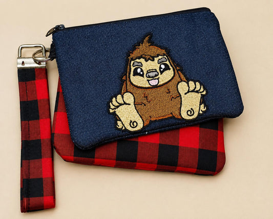 Cute Bigfoot Denim Zipper Pouch