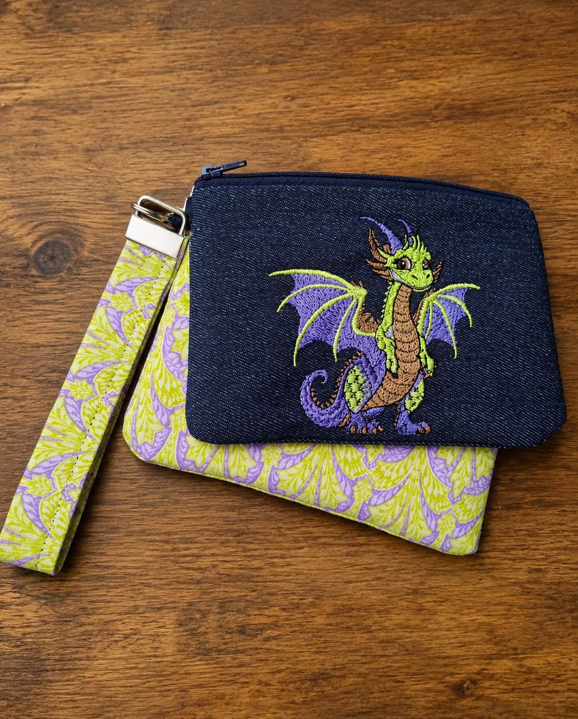 Dragon Mystery Bag | Handmade Embroidered Dragon Wristlet Pouch | Fantasy Gift | Dragon Lover Gift | Surprise Dragon Accessory