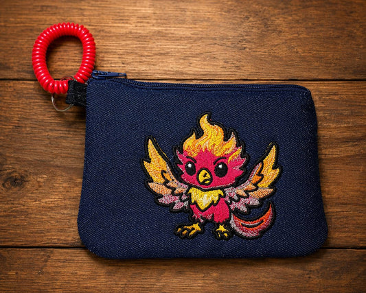 Cute Phoenix Denim Zipper Pouch