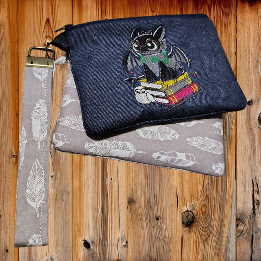 Fantasy Book Dragon Zipper Pouch | Dragon Lover Gift | Bookish Makeup Bag | Reader Accessory | Dragon Book Club Pouch