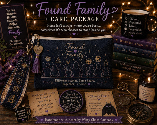 Found Family Care Package | Handmade Fandom Mystery Gift | Embroidered Pouch, Wristlet & Surprise Gift