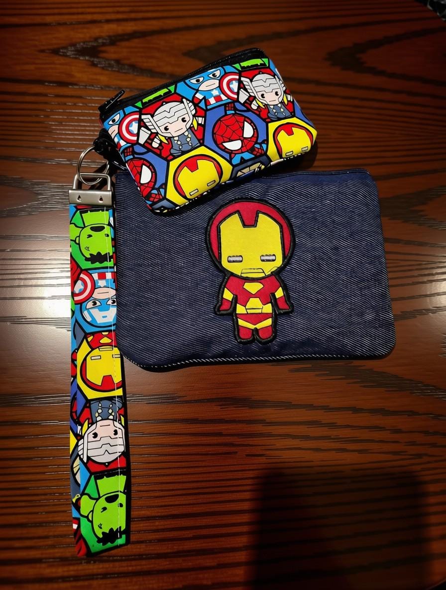 Handmade Denim Zipper Pouch | Hero-Inspired Embroidery (Mystery Design) Gift