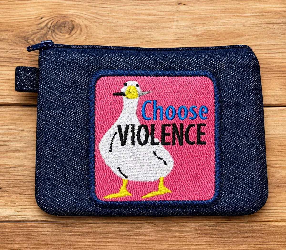 Sass & Snark Embroidered Denim Zipper Pouch | Sarcastic Surprise Gift (Mystery Design)