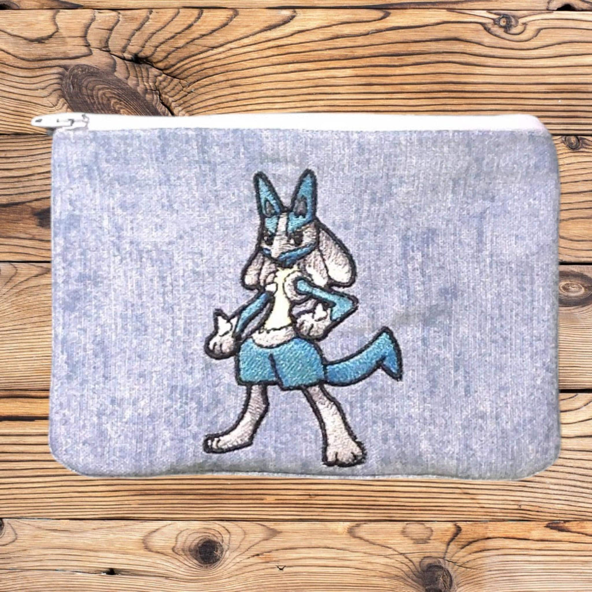 Embroidered Denim Zipper Pouch | Inspired Accessory Bag | Gamer Gift | Anime Character Pouch | Handmade Gift